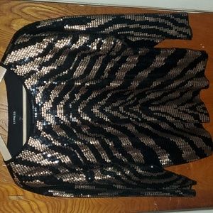 Express, Gold/Black Sequence Blouse